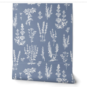Elegante Vintage Kruidtuin Rustige Zachte Blauwe Behang