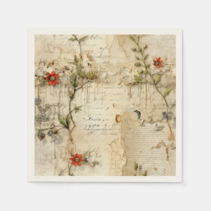 Elegante Vintage Liefdesbrief Bloem Servet