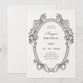 Elegante vintage lijst kunst verjaardag kaart (Voorkant / Achterkant)