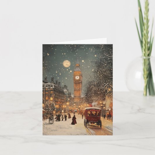 Elegante Vintage Londen Christmas Classic Kaart (Voorkant)