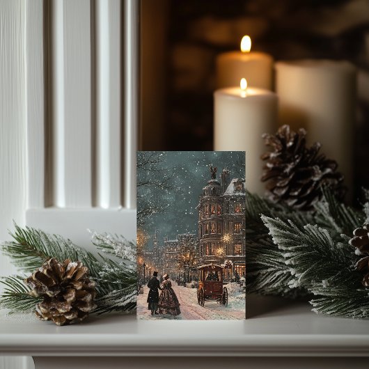 Elegante Vintage Londense Kerst Klassieker Kaart