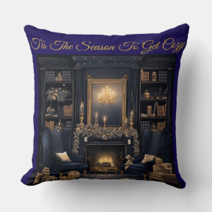 Elegante vintage marineblauwe en gouden sierkussen