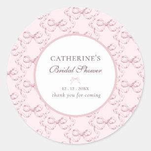 Elegante Vintage Meisjesachtige Preppy Roze Strikk Ronde Sticker