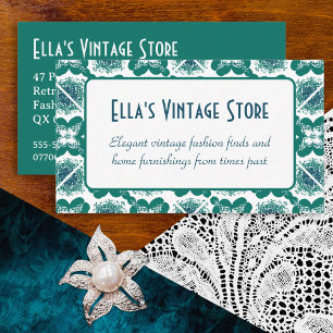 Elegante Vintage Mode QR Code Retro Tegelpatroon Visitekaartje