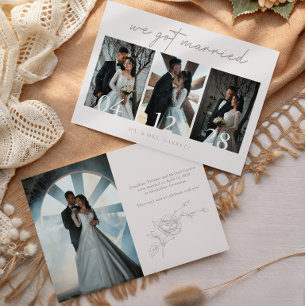 Elegante Vintage Multi Foto Huwelijksaankondiging Kaart