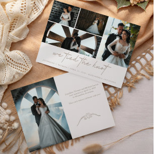 Elegante Vintage Multi-Foto Trouwkaart Kaart
