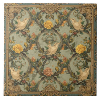 Elegante Vintage Nieuwe Bloemrijke Vogels Tegeltje