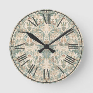 Elegante Vintage Nouveau Bloemvogels Patroon Ronde Klok
