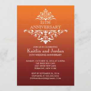 Elegante Vintage Oranje Bloemige Jubileumfeest Kaart