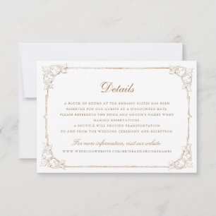 Elegante vintage ornament kader trouwdetails kaart