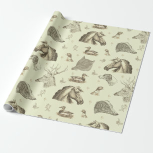 Elegante Vintage Paard Engels Land Jachtstijl Cadeaupapier