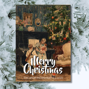Elegante Vintage Prettig kerstfeest Boom Smirnov Feestdagenkaart