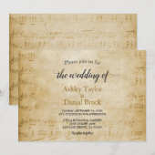 Elegante Vintage Retro Oude Script Muzikale Trouwd Kaart (Voorkant / Achterkant)