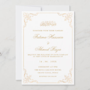 Elegante Vintage Romantische Script Moslim Bruilof Kaart