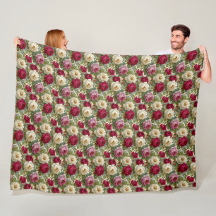 Elegante Vintage Romantische Stijlvolle Roze Crème Fleece Deken