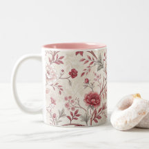 Elegante vintage roos bloemmotief koffiemok