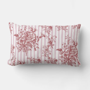 Elegante vintage roze roze bloemrijke strepen kussen