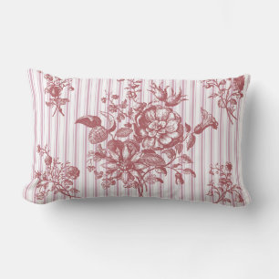Elegante vintage roze roze bloemrijke strepen kussen