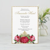 Elegante Vintage Rozen Bruidsfeest Kaart (Staand voorkant)