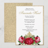 Elegante Vintage Rozen Bruidsfeest Kaart (Voorkant / Achterkant)