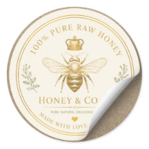 Elegante Vintage Ruwe Honing Ronde Sticker Label |