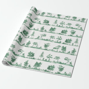 Elegante vintage saliegroene jacht toile de Jouy Cadeaupapier