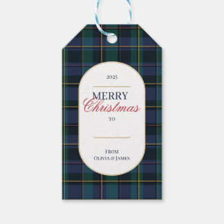 Elegante vintage Schotse ruit Kerstcadeaukaart Cadeaulabel