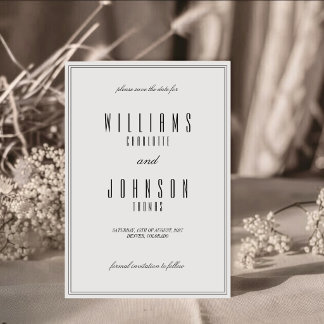 Elegante Vintage Script Oude Geld Huwelijksfoto Save The Date