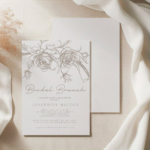 Elegante Vintage Sepia Bruids-Shower Brunch Kaart