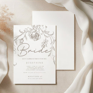 Elegante Vintage Sepia Bruidsfeest Kaart
