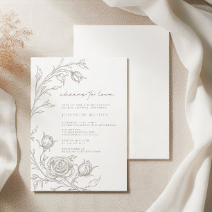 Elegante Vintage Sepia Bruidsontbijt Brunch Kaart