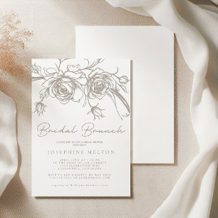 Elegante vintage sepia bruidsontbijt brunch kaart