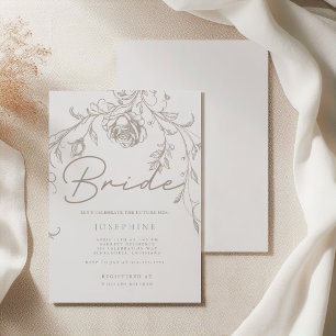 Elegante Vintage Sepia Bruidsuitnodiging Kaart