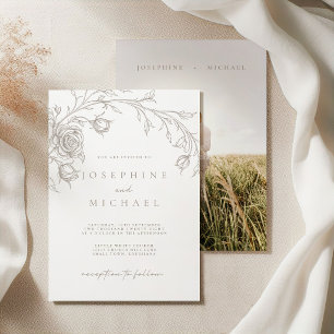 Elegante Vintage Sepia Bruiloft Kaart
