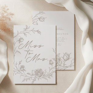 Elegante Vintage Sepia Miss naar Mrs Bruids Shower Kaart