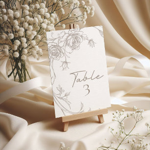 Elegante Vintage Sepia Trouwtafel Nummer Kaart