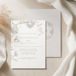 Elegante vintage sepia trouwuitnodiging kaart
