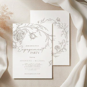 Elegante vintage sepia verlovingsfeest uitnodiging