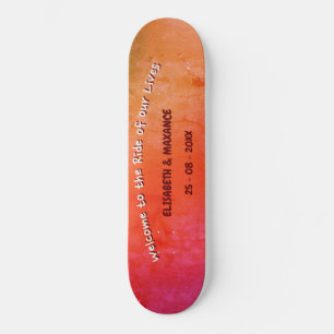 Elegante vintage skateboard huwelijksfeest poster