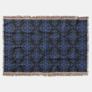 Elegante vintage stijl damast blauw zwart deken