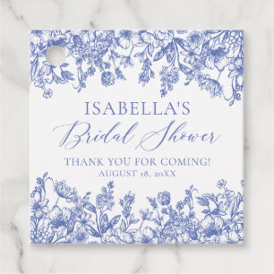 Elegante Vintage Stofblauwe Bloemrijke Bruidsuitno Bedankjes Labels