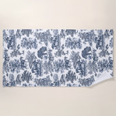 Elegante vintage stoffige blauwe witte paarden toi strandlaken (Voorkant)