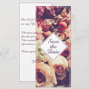 Elegante Vintage Trouwkaart, Bloemmotief