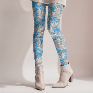 Elegante vintage turquoise turkoois toile de jouy leggings