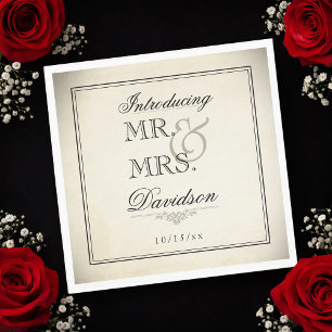 Elegante Vintage Typografie Papier Huwelijk Servet