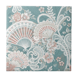 Elegante vintage Victoriaanse waaier bloemslace te Tegeltje