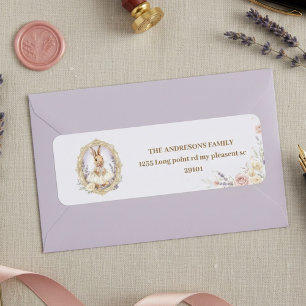 Elegante vintage waterverf konijn etiket