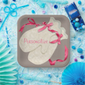 Elegante vintage winter handschoenen met lint kant papieren bordje (Feest)