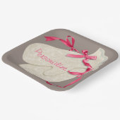 Elegante vintage winter handschoenen met lint kant papieren bordje (Gebogen)