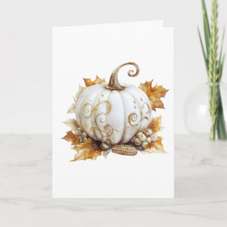 Elegante Vintage Witte Pompoen Herfst Wenskaart Kaart